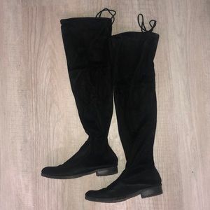 Black Overtheknee Drawstring Boots